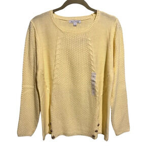 Studio Works NWT Women’s XL Sunlight Yellow Knitted L/S Button Accents Sweater